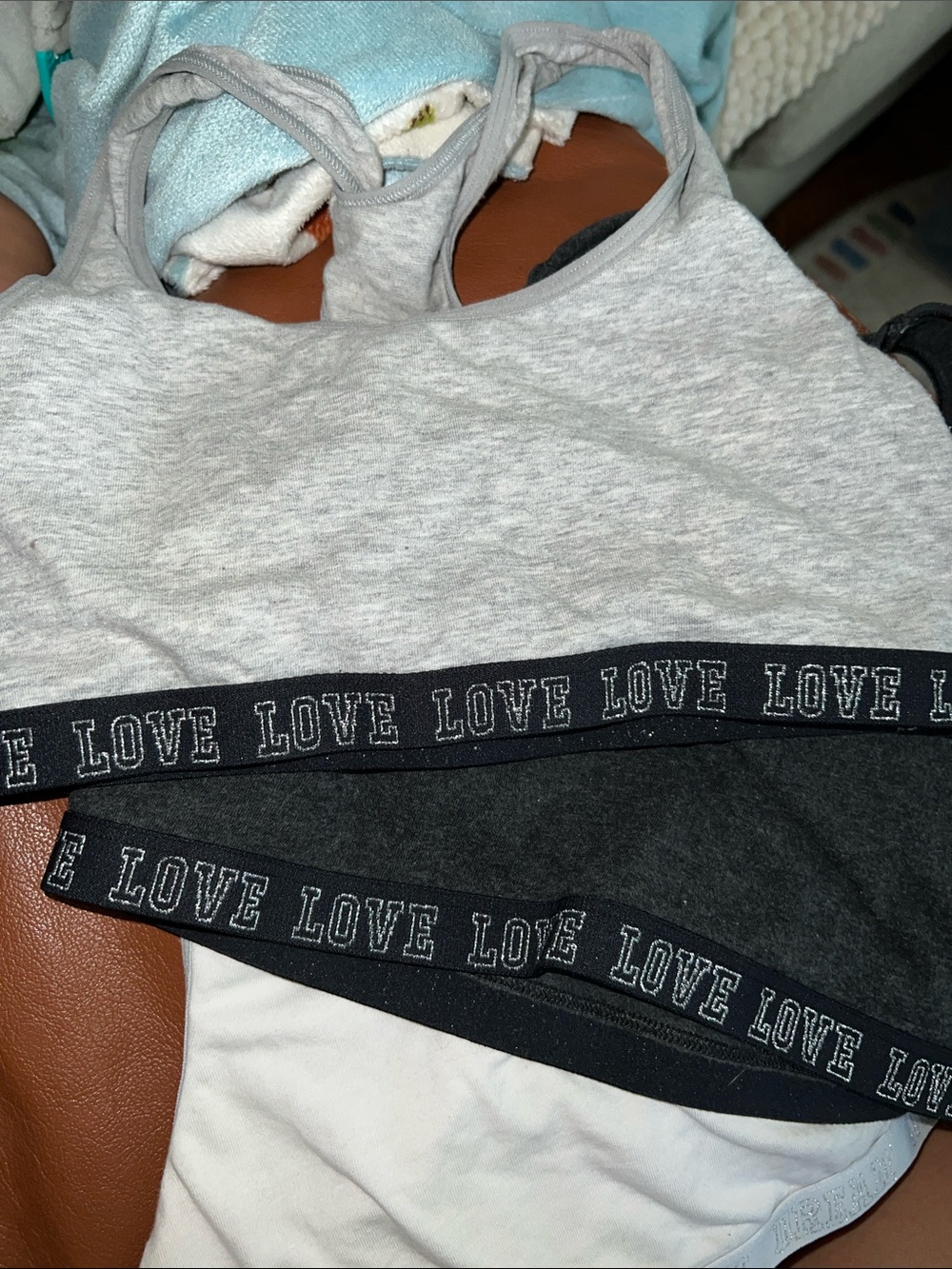 SO Gray & Black 'LOVE' Elastic Band Sports Bralette